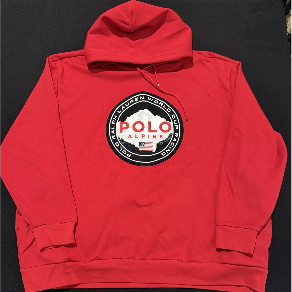 Polo Ralph Lauren Red Double Knit Tech Hoodie World Cup Alpine Racing Mens XXL
